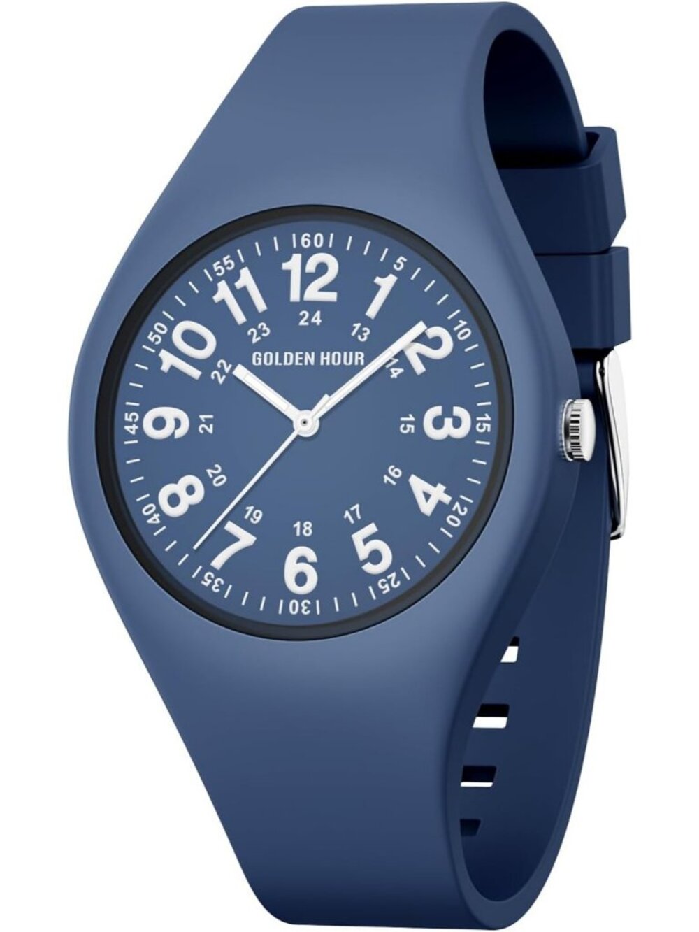 Unisex Blue Military Time Easy to Read Dial Jelly Silicone Strap Wrist Watch